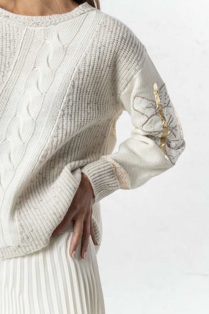 Elisa Cavaletti ELW244071200 Beige Intricate Knit Jumper