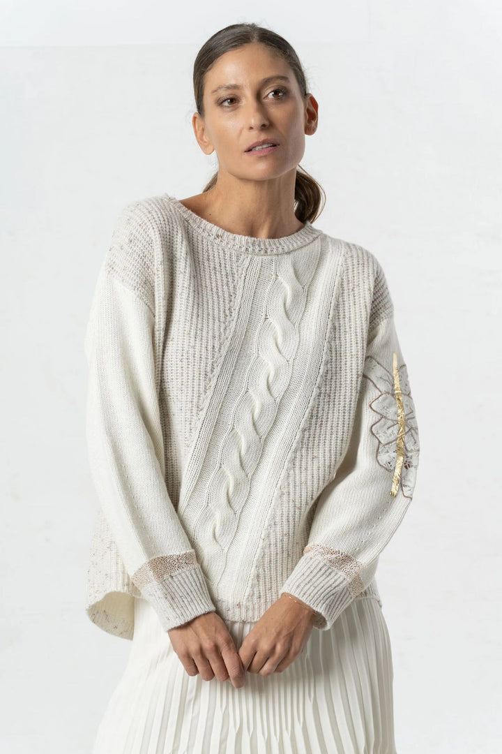 Elisa Cavaletti ELW244071200 Beige Intricate Knit Jumper