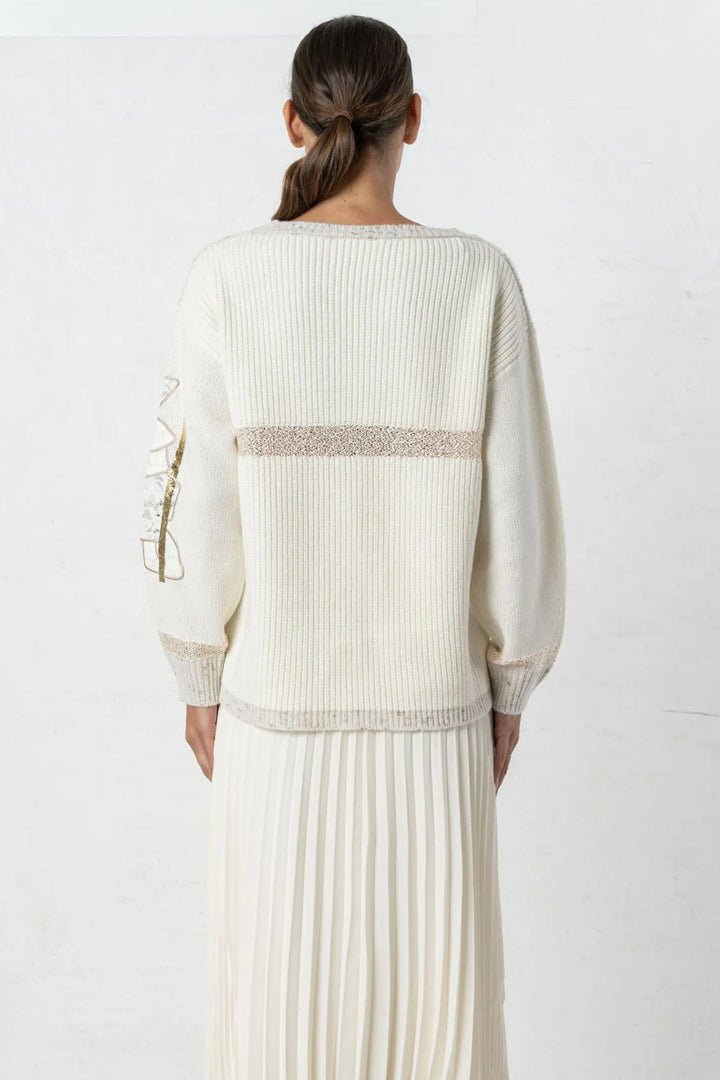Elisa Cavaletti ELW244071200 Beige Intricate Knit Jumper