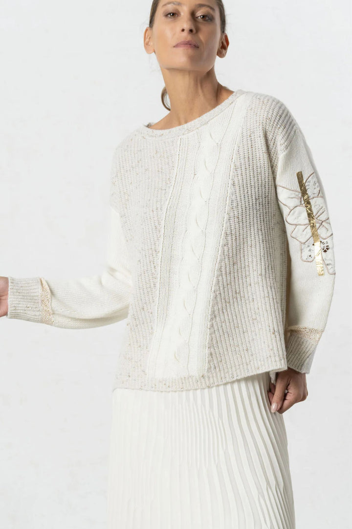 Elisa Cavaletti ELW244071200 Beige Intricate Knit Jumper