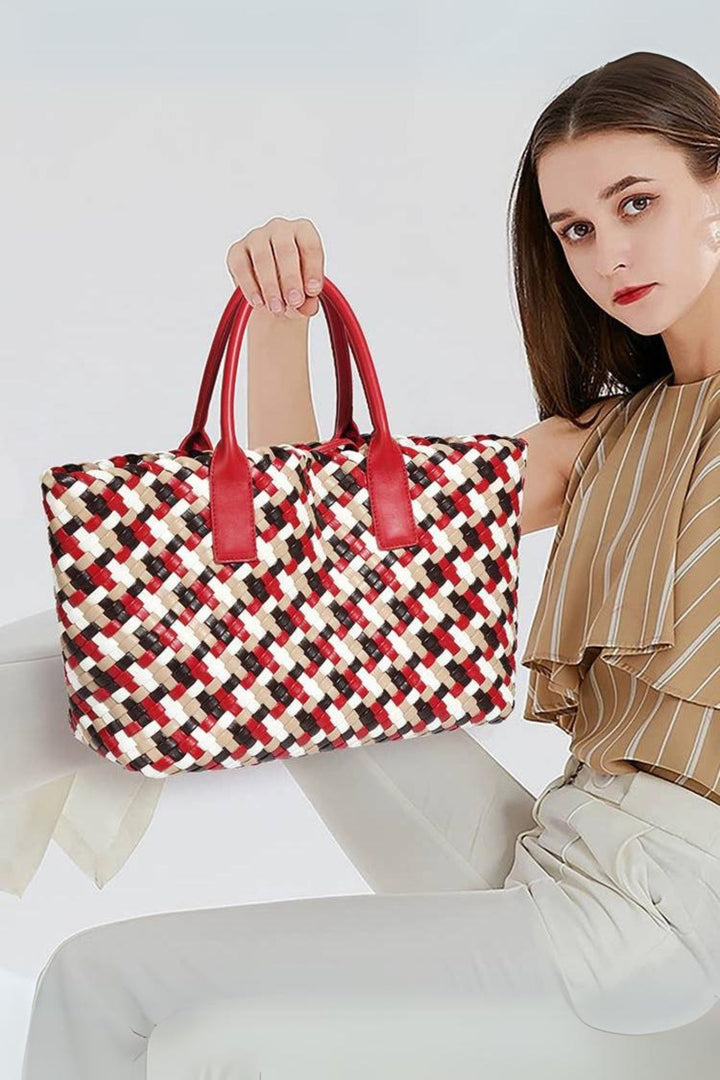 Weave Two in One Handbag Red Multi