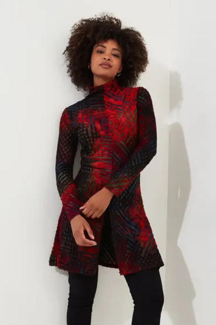Joe Browns WG078 Red Evelyn Burn Out Jersey Tunic