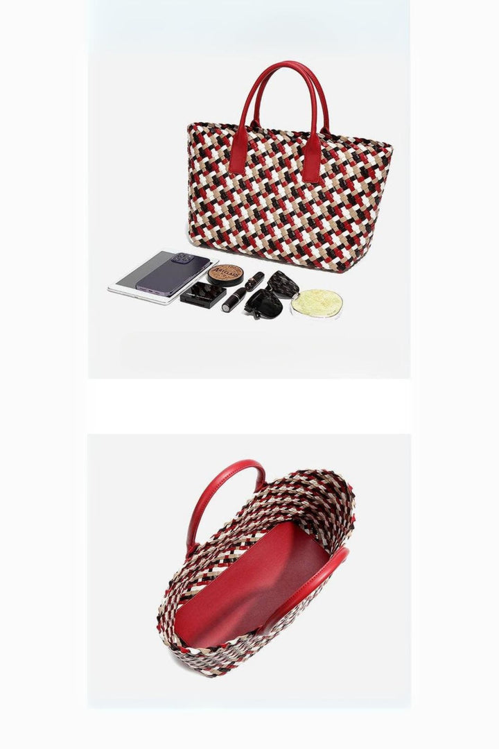 Weave Two in One Handbag Red Multi