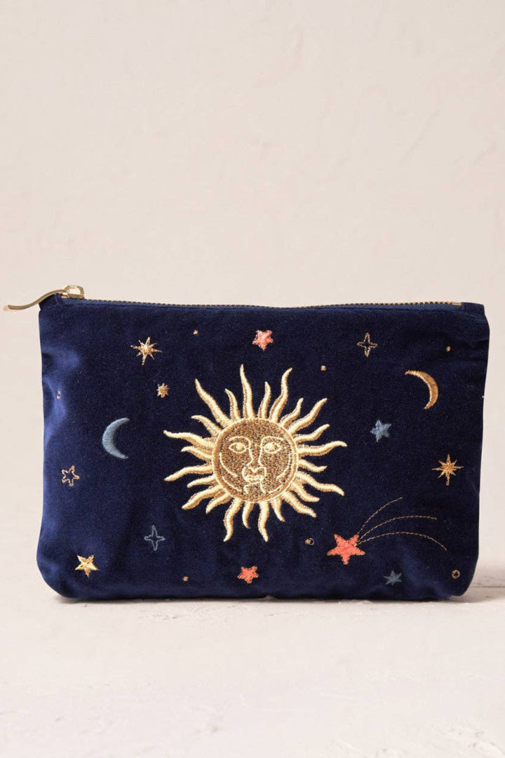 Elizabeth Scarlett Navy Celestial Velvet Mini Pouch