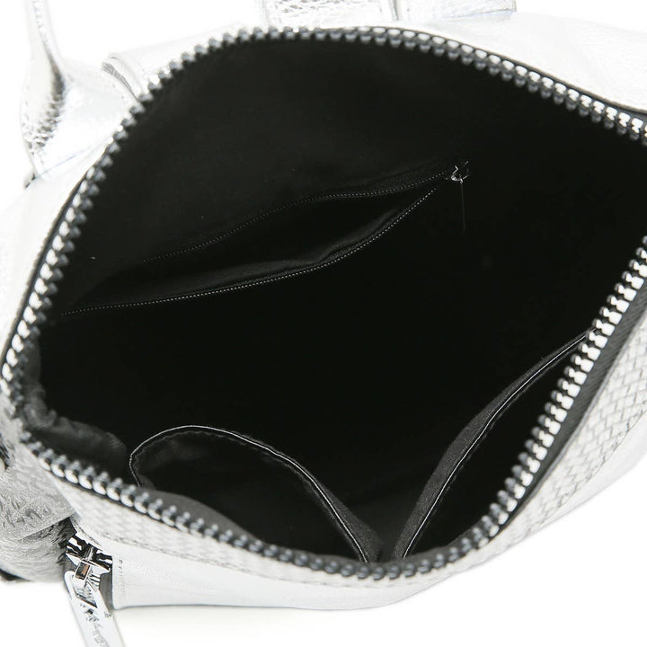 Glamorous Silver Eye Design Backpack in Silver