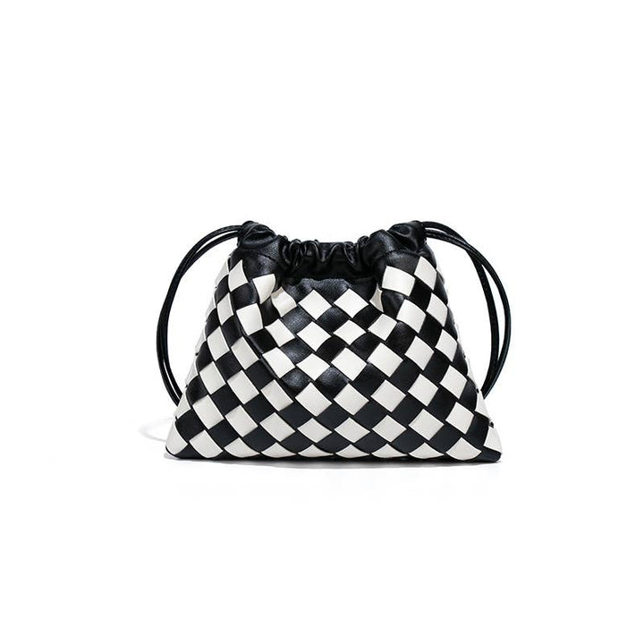Monochrome Drawstring Pouch Shoulder Bag