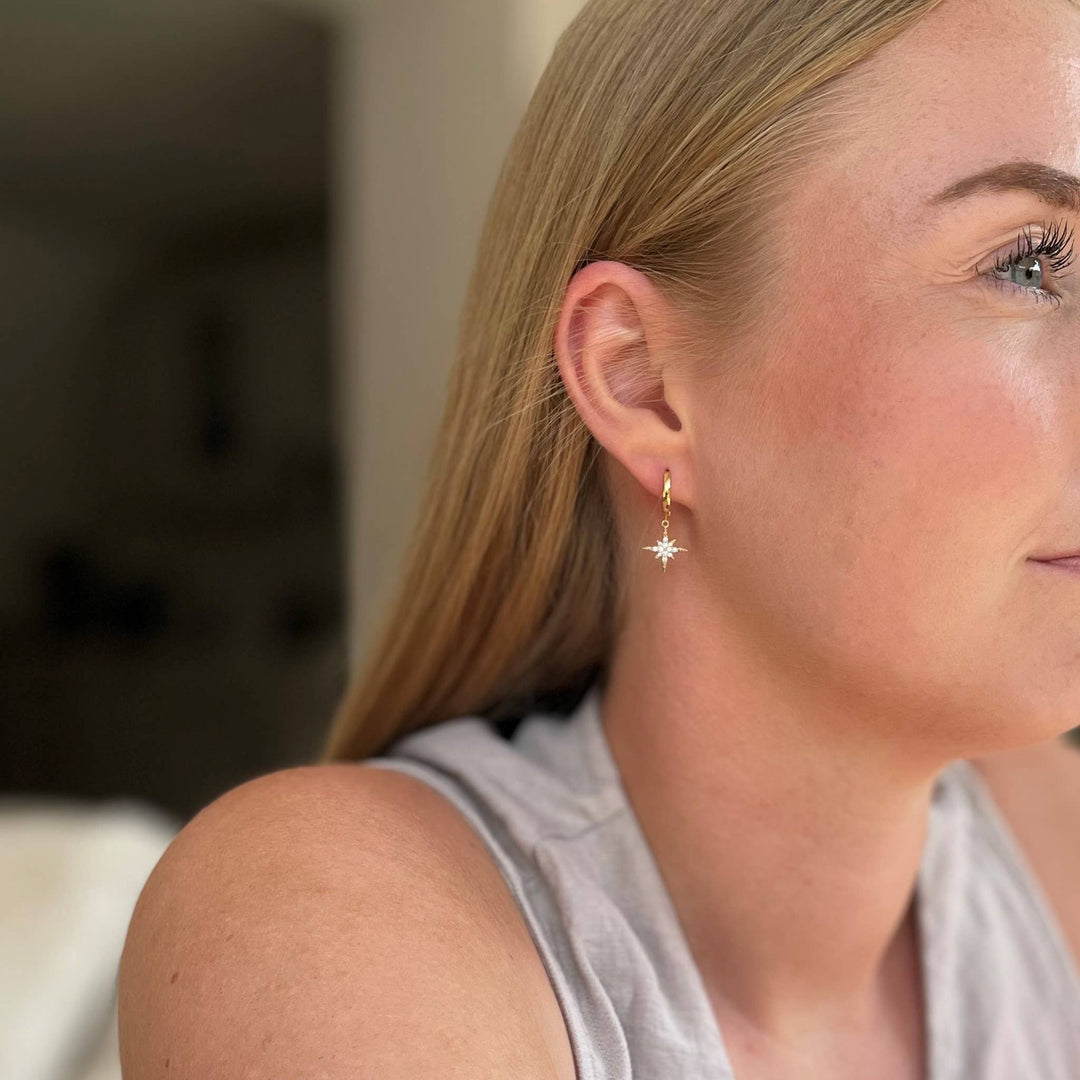 Cachet North Star Gold Plated Huggie Earrings