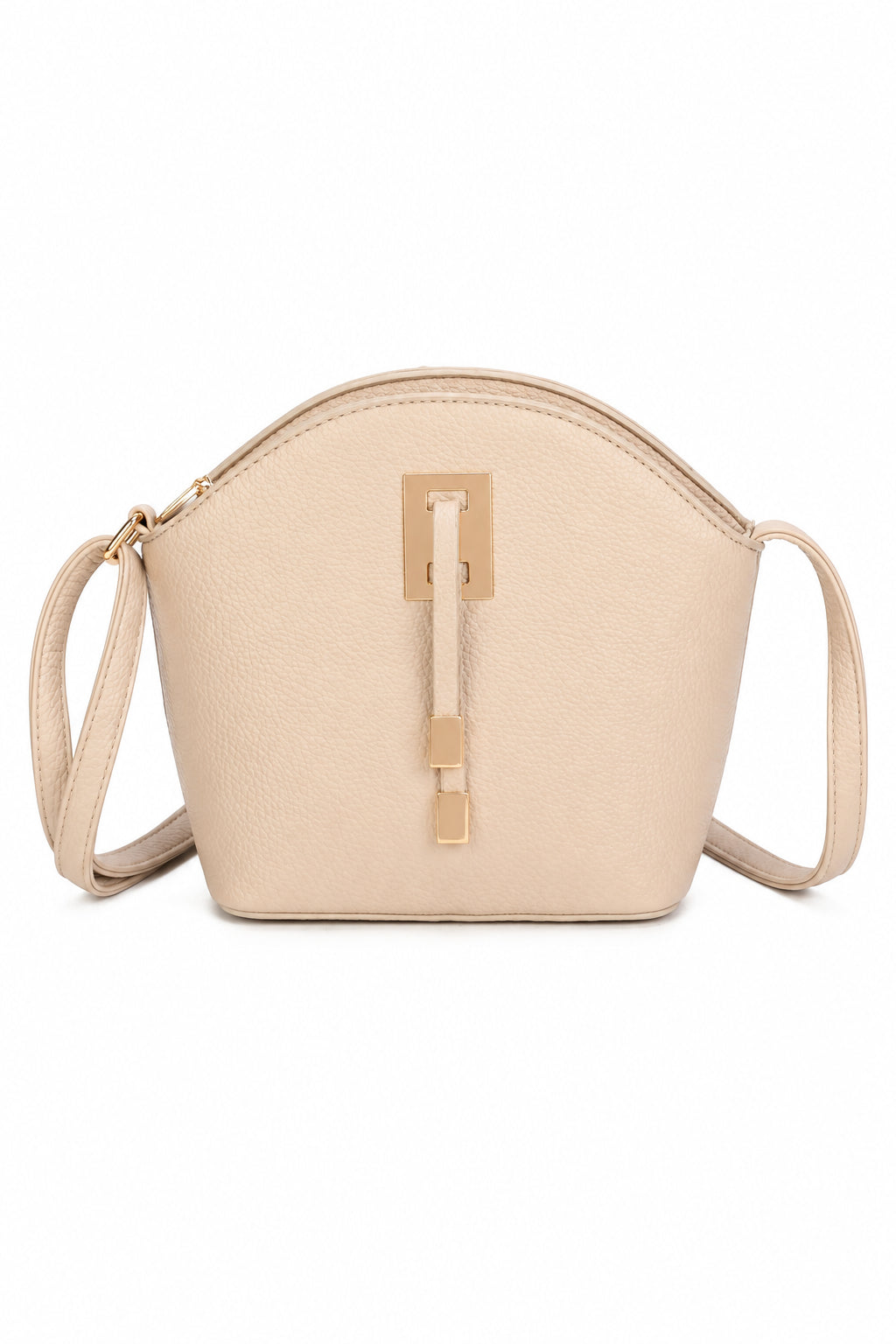 Beige Tassel Faux Leather Cross Body Bag