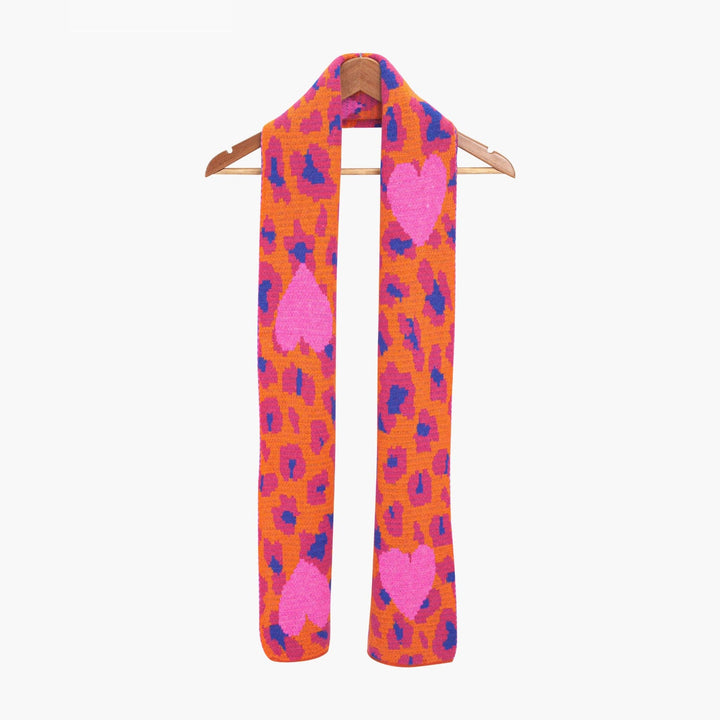 Hot Pink Leopard and Hearts Warm Scarf