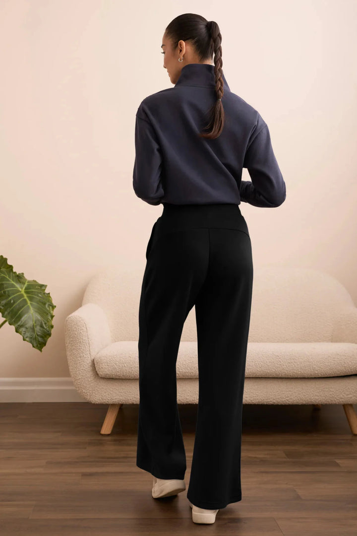 Tribal 2238O Black Wide Leg Pull-On Jog Sweat Trousers 3390