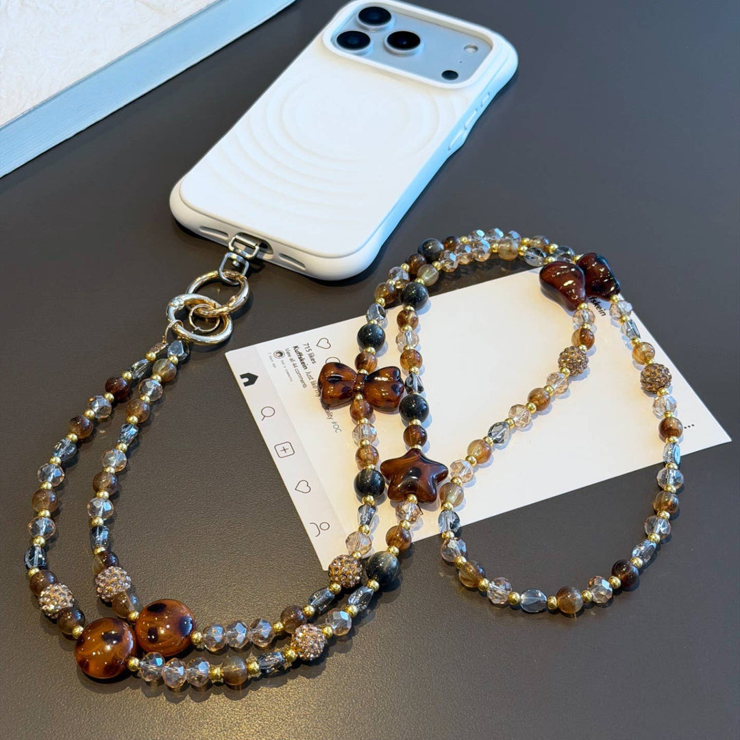 Amber Crystal Beaded Phone Chain