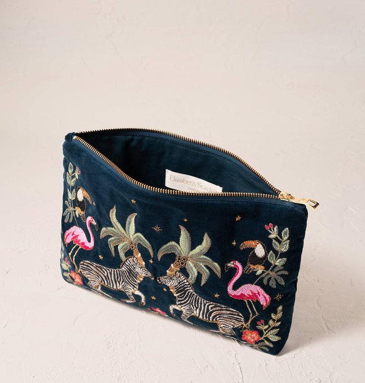 Elizabeth Scarlett Navy Wild Zebra Palm Everyday Pouch