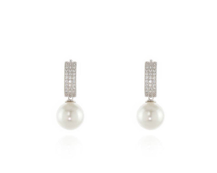 Cachet Kiku Pearl Rodium Plated Earrings