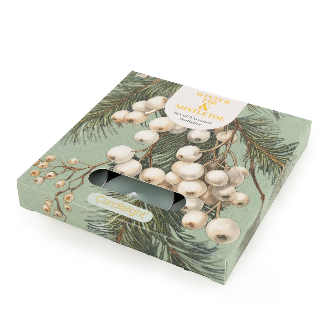 Set of 9 Tealights - Winter Fir &amp; Mistletoe