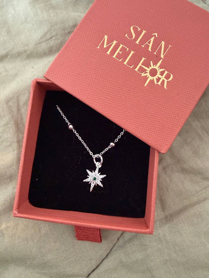 Small Shimmering Star Platinum Plated Necklace