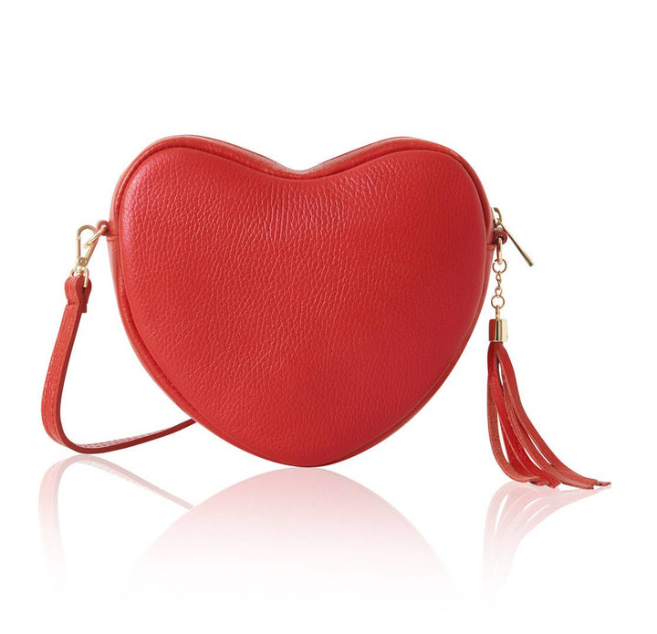 Red Handmade Italian Leather Heart Bag-Playful Romance