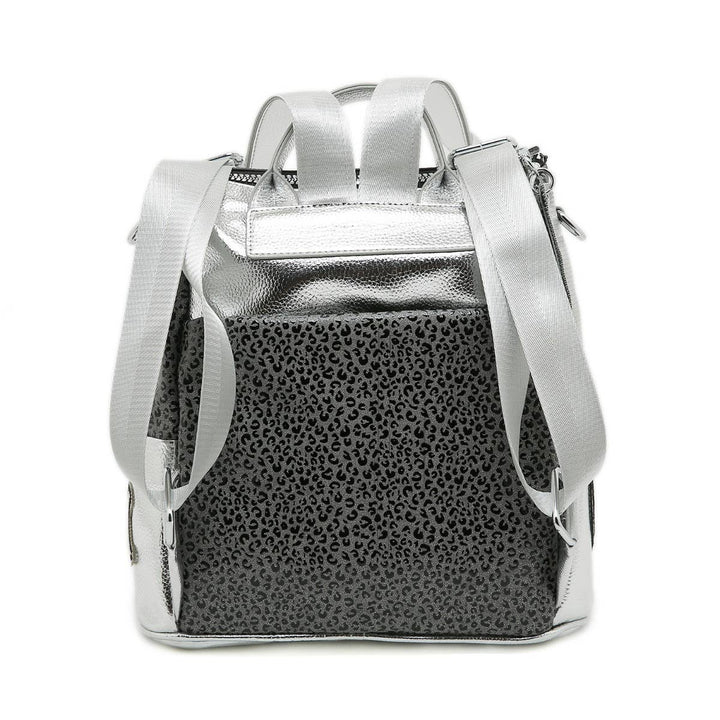 Glamorous Silver Eye Design Backpack in Silver
