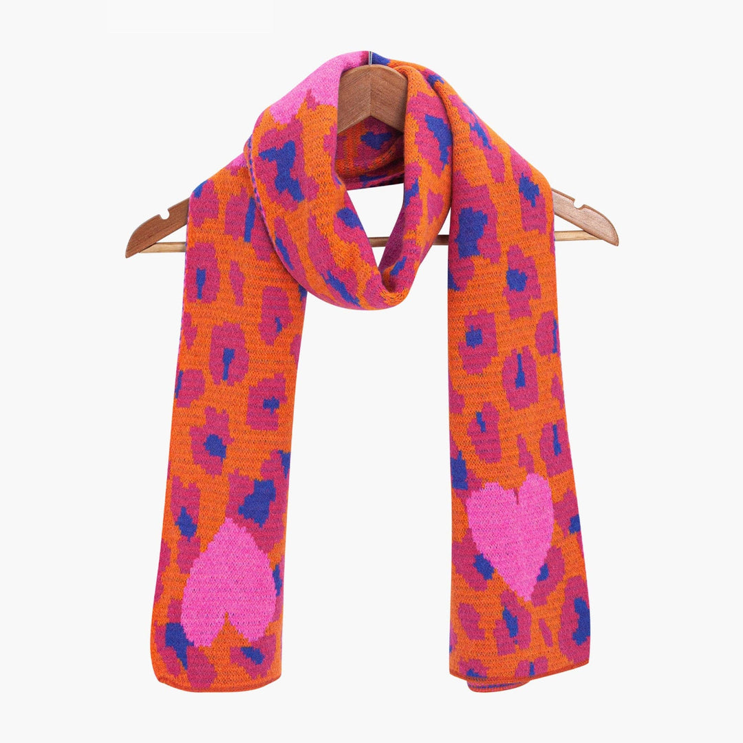 Hot Pink Leopard and Hearts Warm Scarf