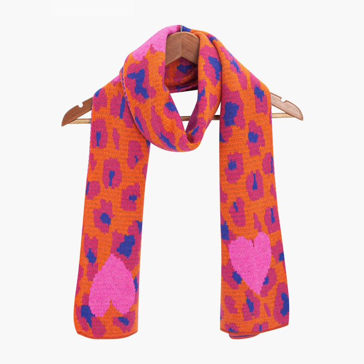 Hot Pink Leopard and Hearts Warm Scarf