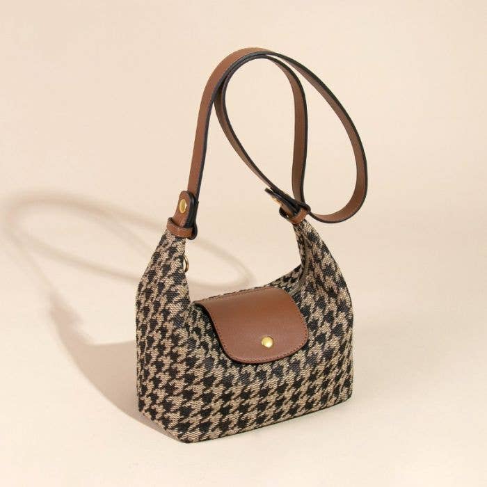 Brown Dogtooth Mini Tote Bag