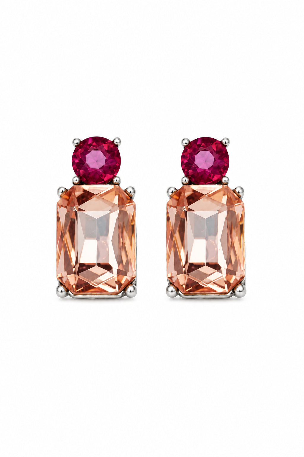 Twin Gem Earring in Amber &amp; Pink