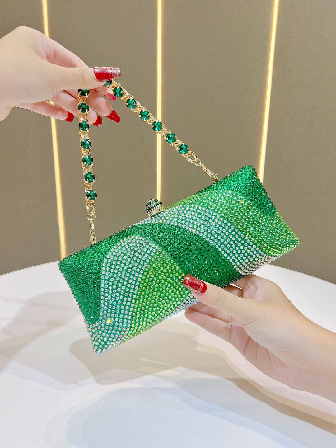 Green Sparkling Ombre Clutch Bag