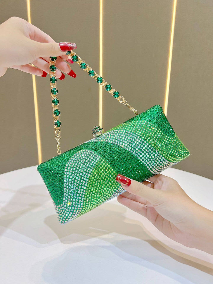 Green Sparkling Ombre Clutch Bag