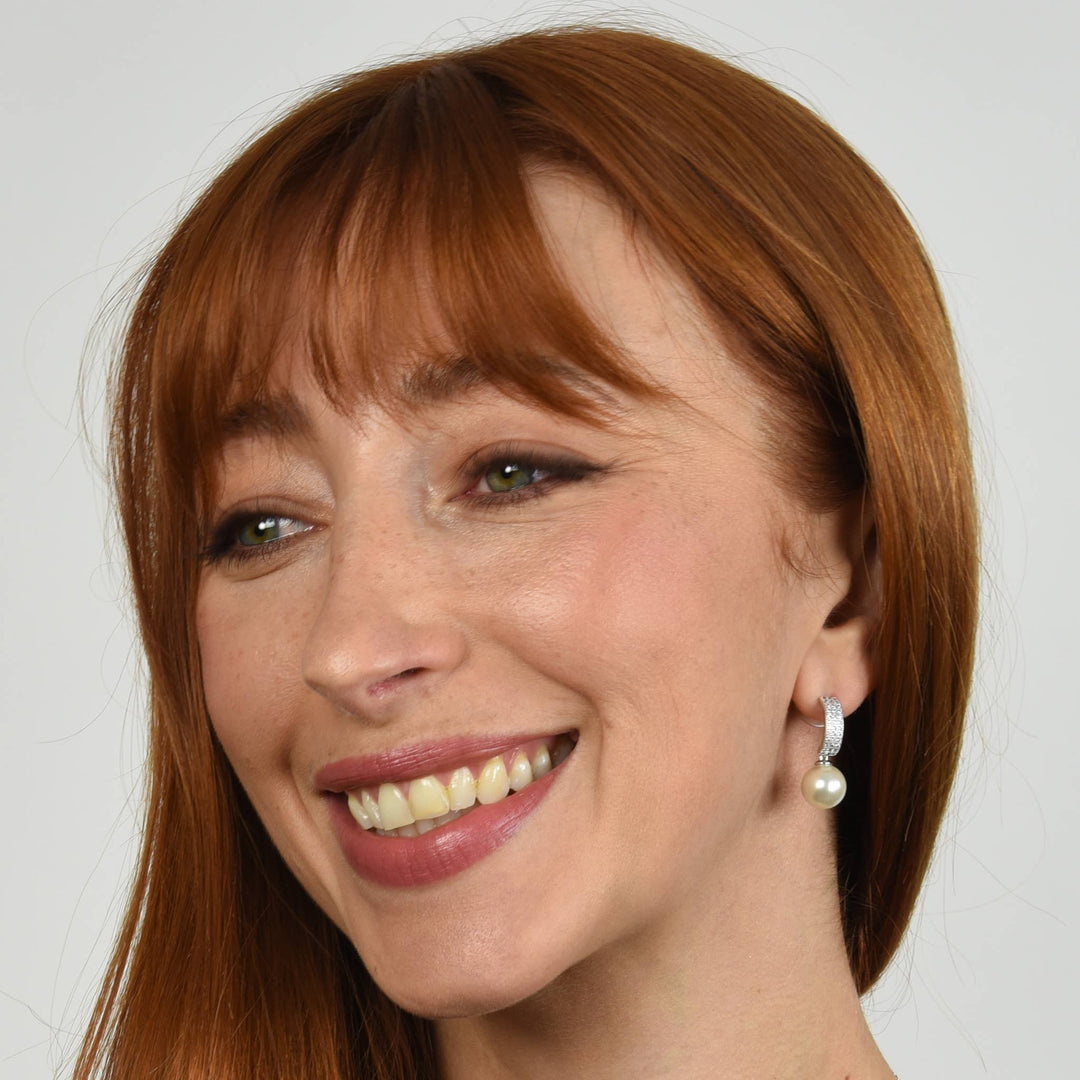 Cachet Kiku Pearl Rodium Plated Earrings