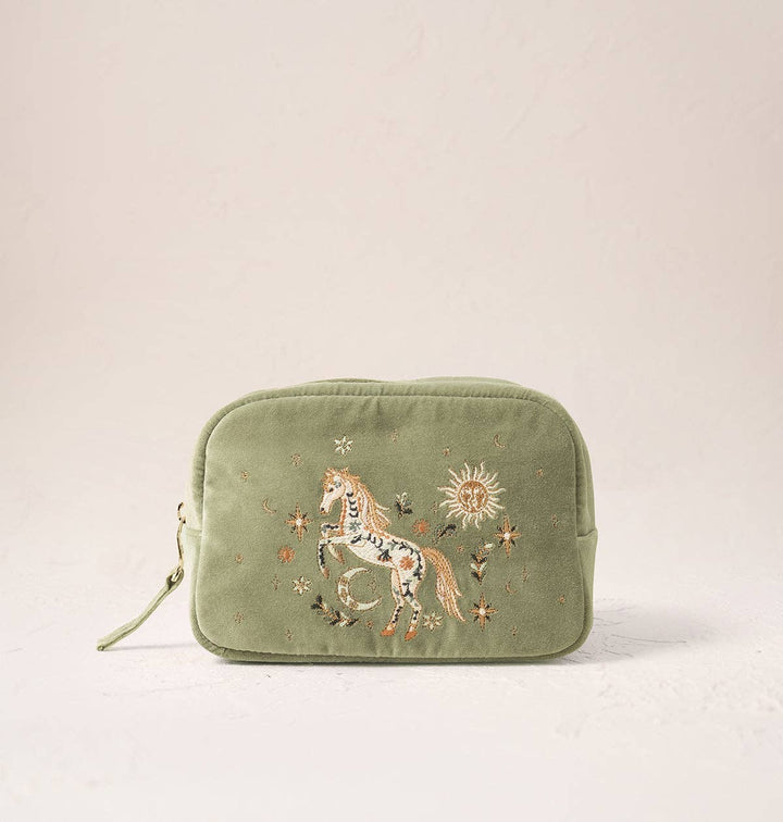 Elizabeth Scarlett Olive Mystical Horse Makeup Bag