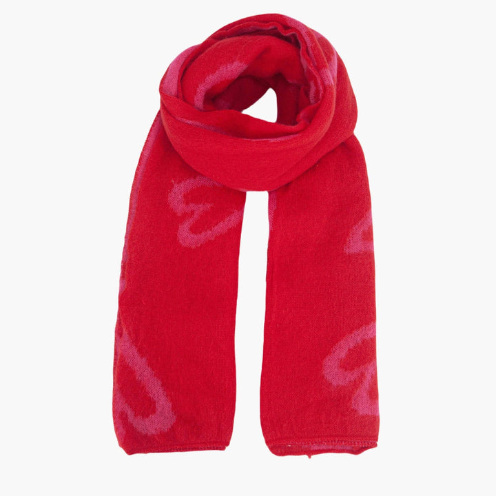 Red Pink Sketched Hearts Warm Scarf