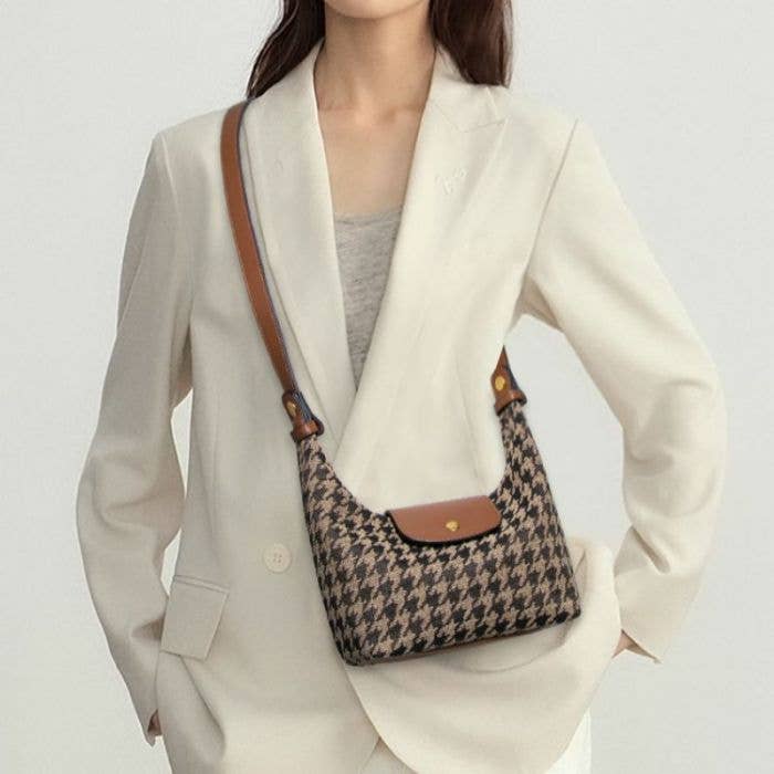 Brown Dogtooth Mini Tote Bag