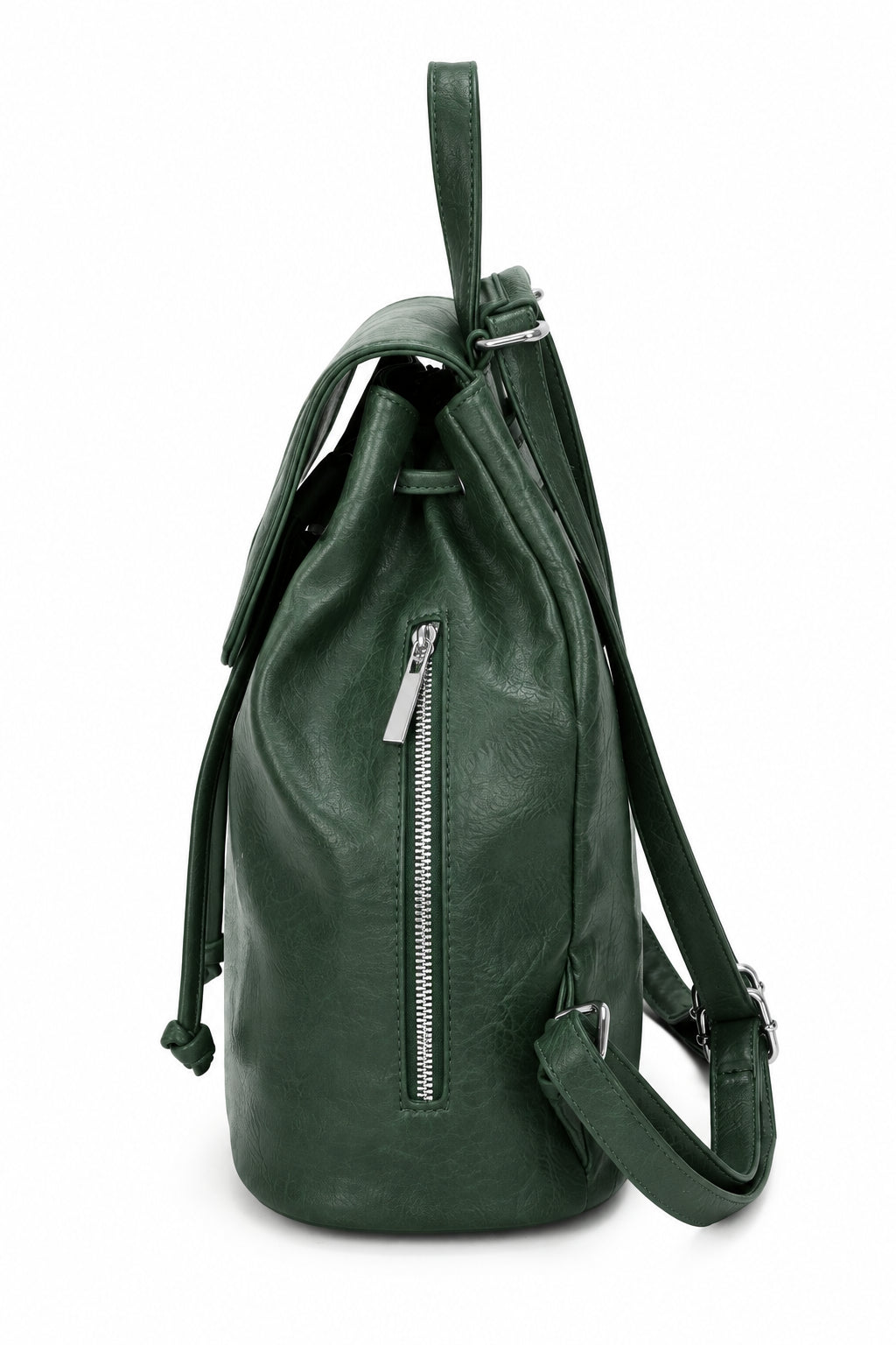 Green Faux Fur Classic Drawstring Backpack