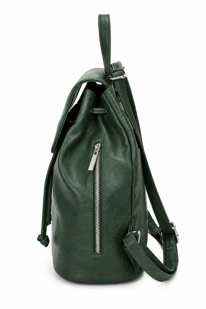 Green Faux Fur Classic Drawstring Backpack