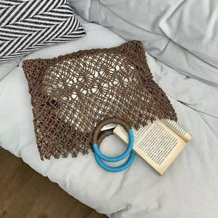 Chocolate &amp; Teal Crochet Tote Bag