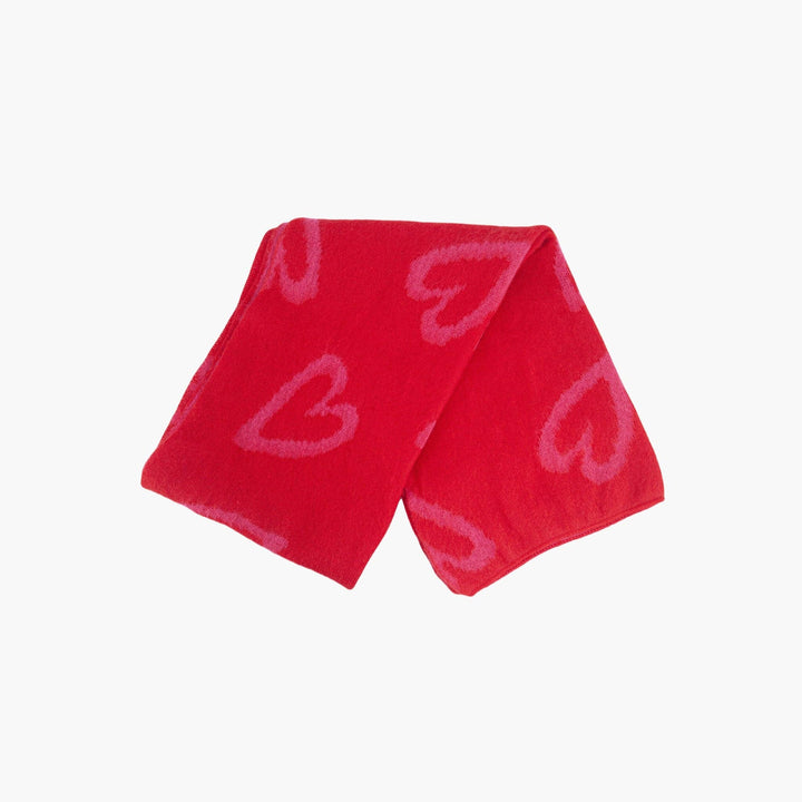 Red Pink Sketched Hearts Warm Scarf