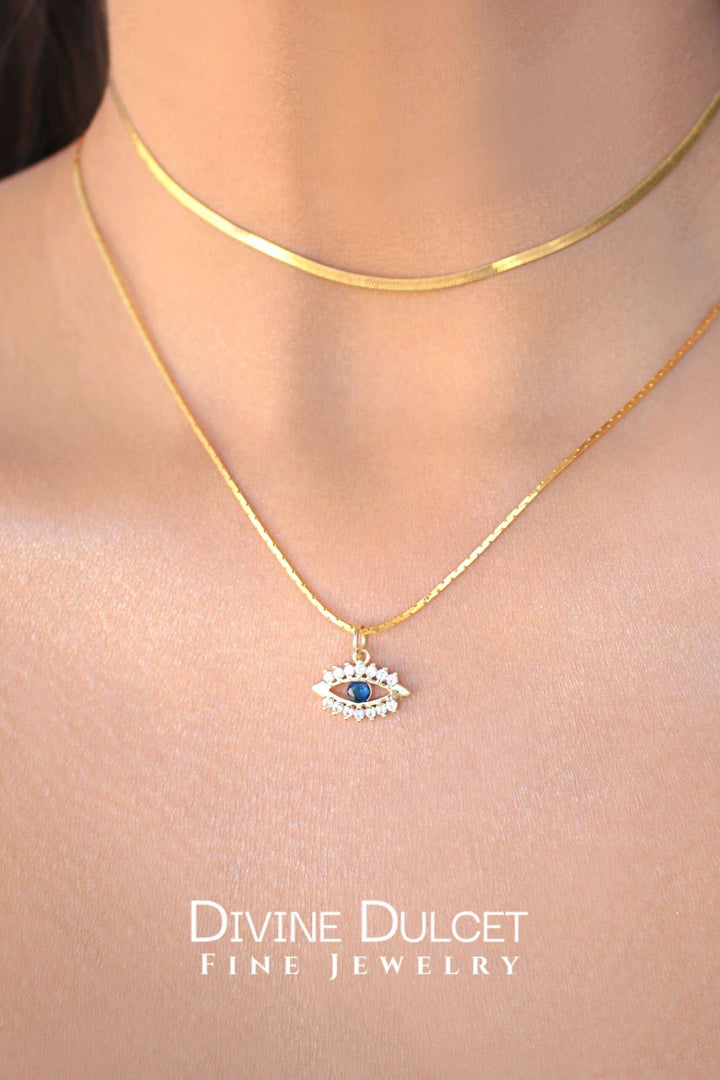 24 Karat Gold Plated Mini Evil Eye Necklace