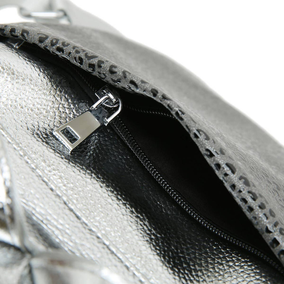 Glamorous Silver Eye Design Backpack in Silver