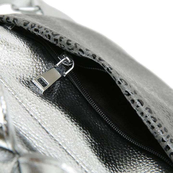 Glamorous Silver Eye Design Backpack in Silver