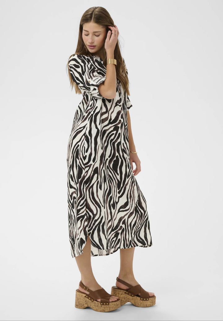 Cream Clothing CRBellis Black White Linen Caftan Dress 10611577 109051