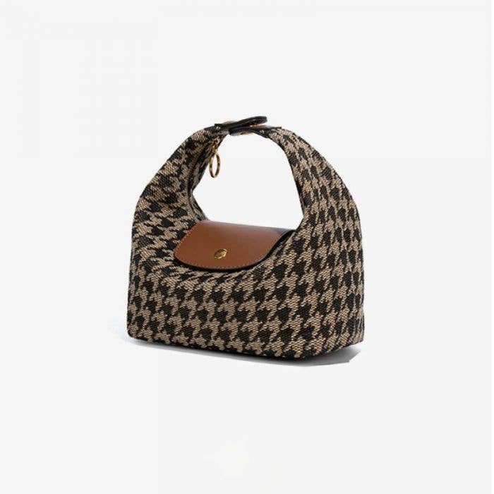 Brown Dogtooth Mini Tote Bag