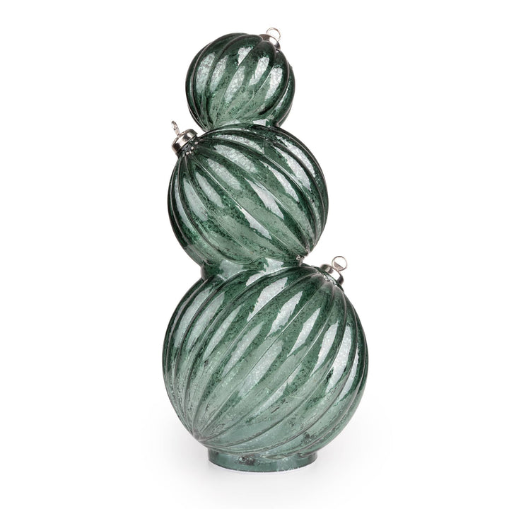3 Stacking Glass Baubles with LED Lights - Green Hummingbird