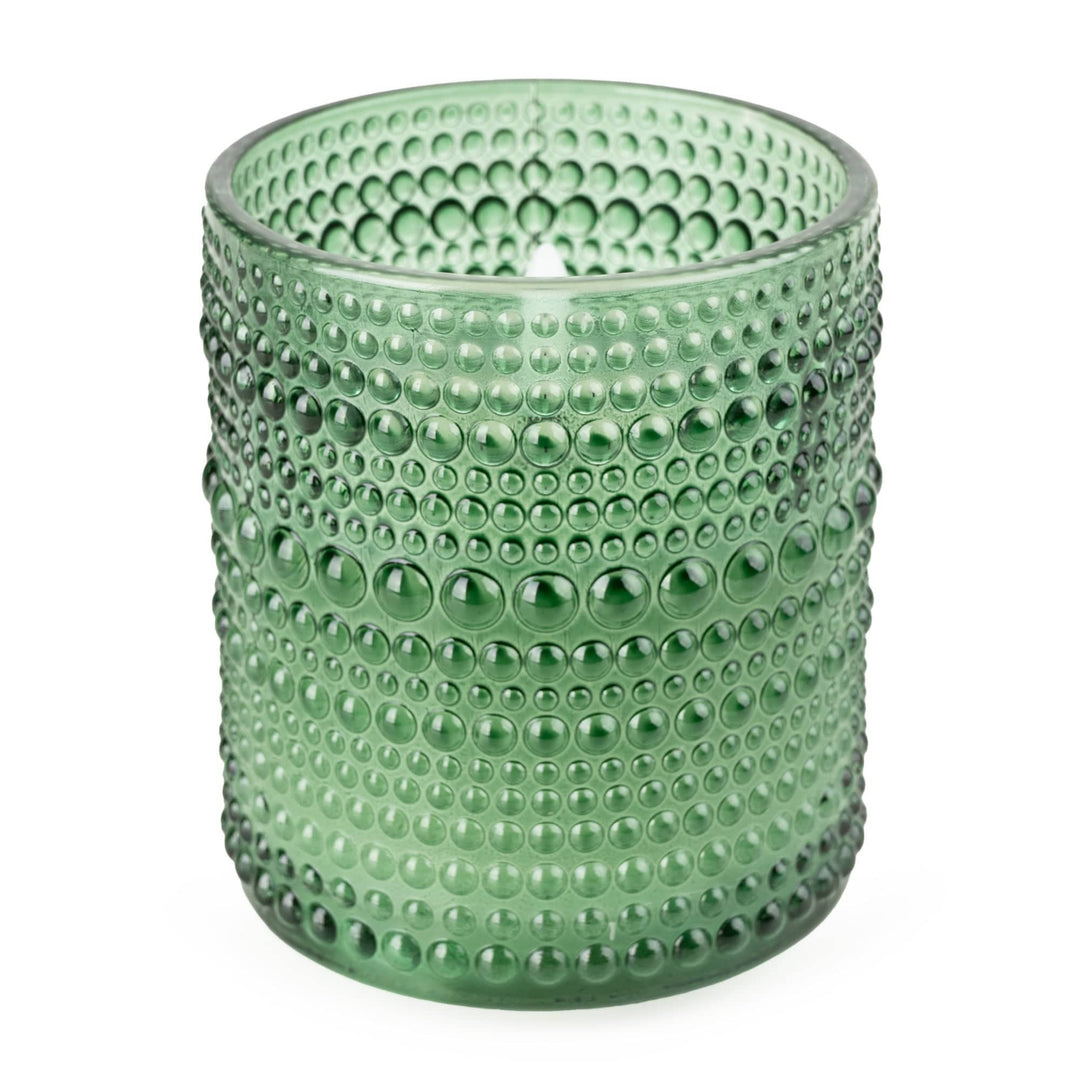 Olive Green LED Candle Embossed Glass