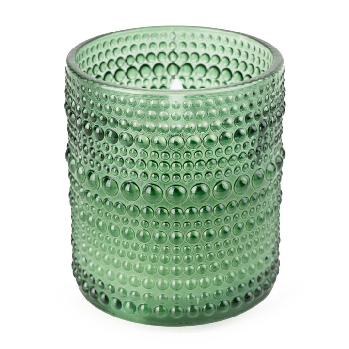 Olive Green LED Candle Embossed Glass