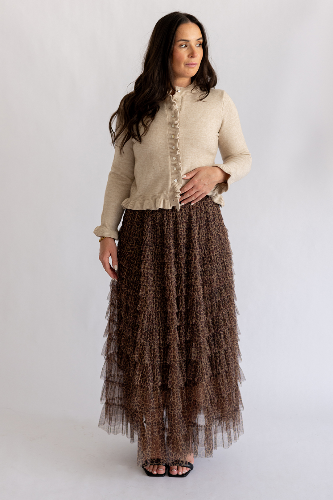 Tiered Ruffle Skirt in Leopard Print