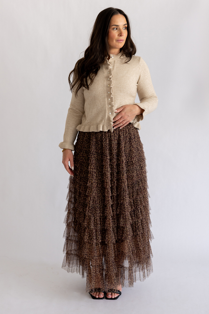 Tiered Ruffle Skirt in Leopard Print