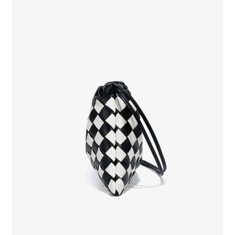 Monochrome Drawstring Pouch Shoulder Bag
