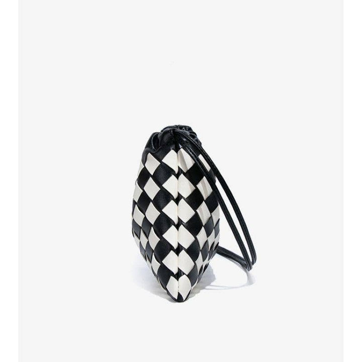 Monochrome Drawstring Pouch Shoulder Bag