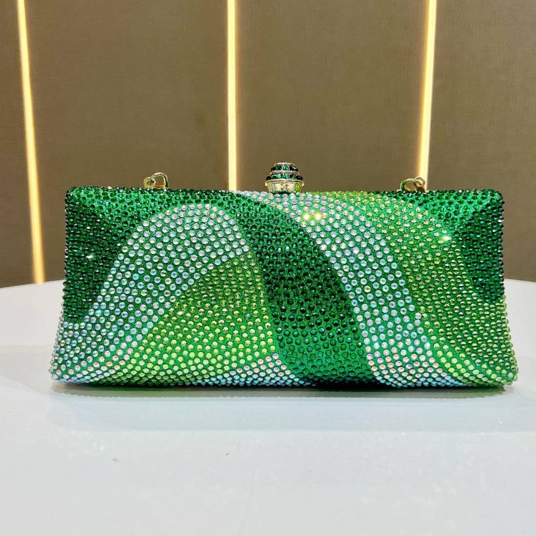 Green Sparkling Ombre Clutch Bag