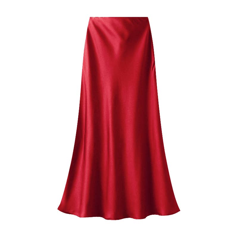 Red Satin Slip Skirt