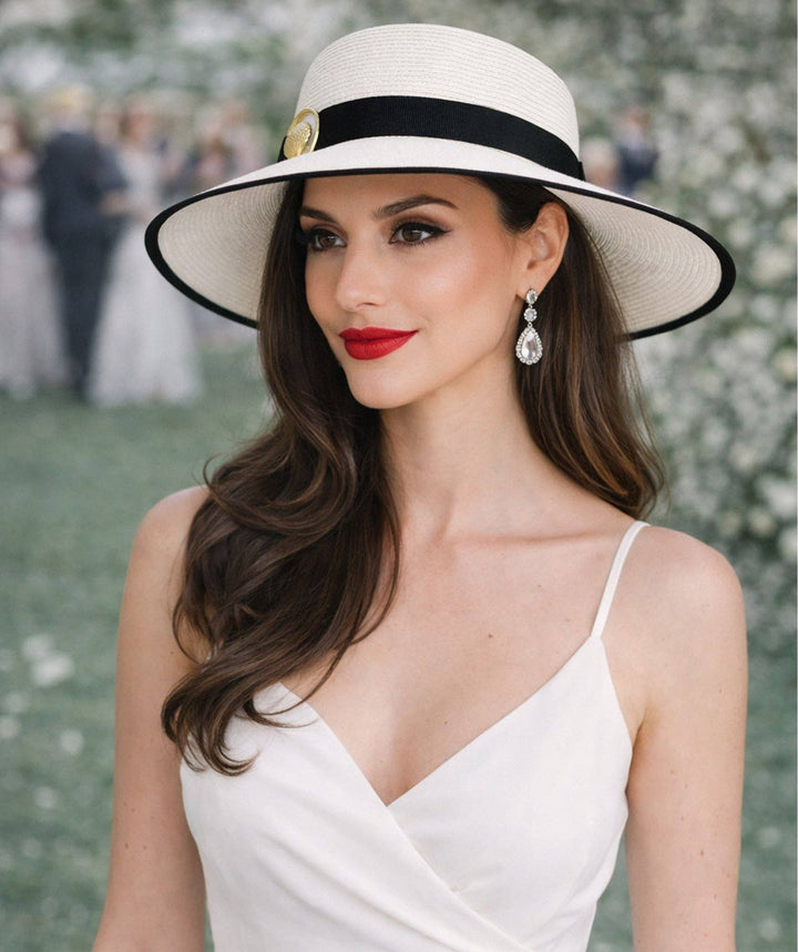 Gold Seashell White Straw Sun Hat